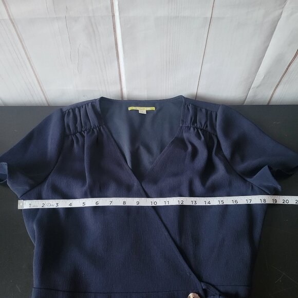 Gianni Bini V-Neck, Short Sleeve, Navy Blue, Tie Waist, Wrap Mini Dress, Sz 8, - Picture 6 of 7